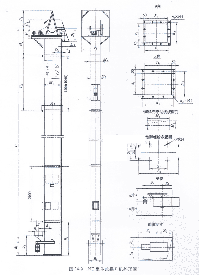 鬥式提升機外形尺寸